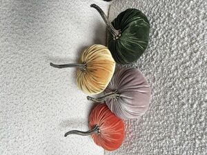 Velvet Pumpkins, fall decor, cozy home gifts. Set of 4.